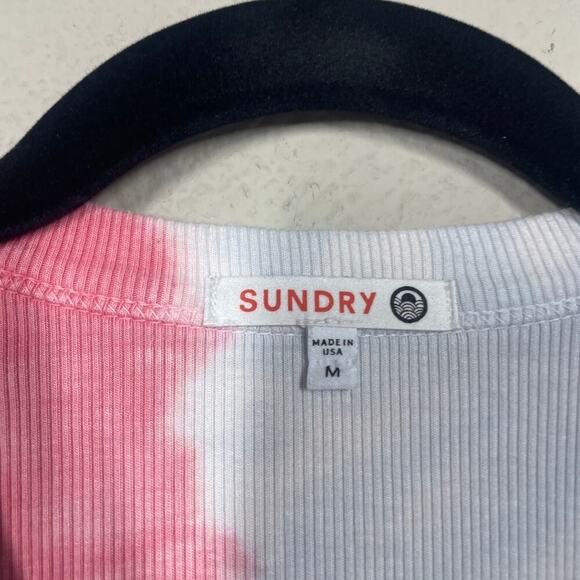 Sundry Medium Rib Tank Top White Red Stripe Tie Dye Cotton Blend Pullover - Picture 4 of 5